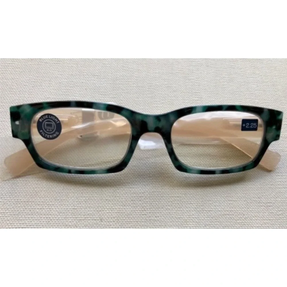 NEW IVY GREEN TORTOISE‎ TAN PEEPERS BLUE LIGHT READING GLASSES +2.25